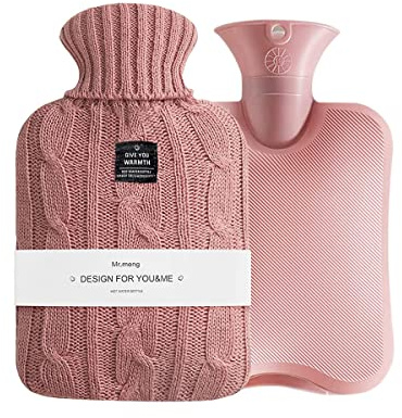 OliviaLiving Sac à eau chaude Bouillotte 2 litres chauffante et rechargeable avec housse en tricot pour soulager la douleur thérapie par le froid chaud