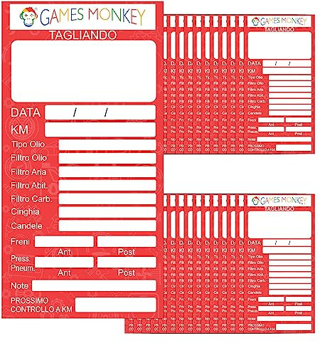 GamesMonkey® - Étiquettes coupant auto autocollants – 9 x 5 cm – Imperméables – Entretien de la boîte de vitesses d'huile de frein bougies Filtres courroie pneumatique véhicule (30 pièces, rouge)