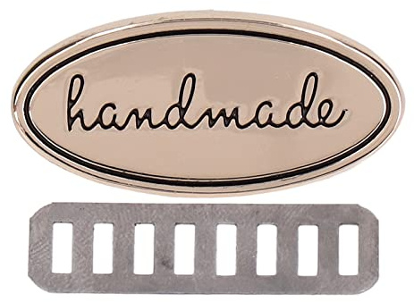 5 Sets Handgefertigte Metalletiketten, Handgefertigte Etiketten, Knöpfe mit 2 Löchern, Schilder Zum Basteln, Nähen, Kleidung, Farbe, Mehrere Auswahlmöglichkeiten (Hell Gold)