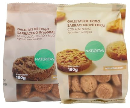 Pack Galletas de trigo sarraceno BIO | 180+180 g | Naturitas Essentials | Bajo índice glucémico y alto contenido en fibra | 2 Unidades De 180G | Snacks y Panes