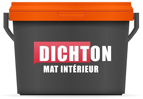 DICHTON Peinture murale intérieure mate 5l Blanc - Peinture écologique pour murs et plafonds, résistante au lavage, sans gouttes ni éclaboussures, fort pouvoir couvrant, sans solvants D.70W