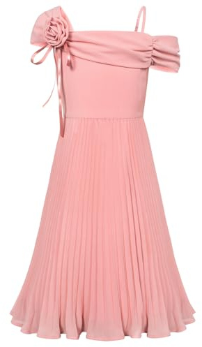 GRACE KARIN Mädchen Ärmelloses One Shoulder Partykleid Geburtstagskleid Mit Faltenrock Rosa 6 Jahre