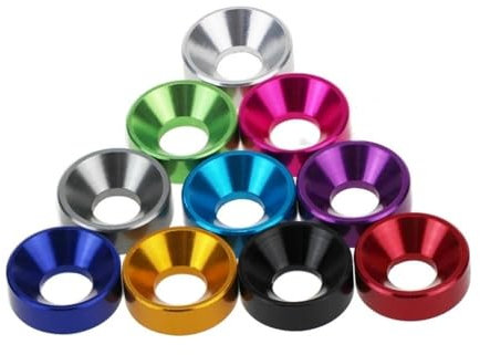 10 Stück Aluminium-Unterlegscheiben, M2, M2,5, M3, M4, M5, M6, bunt, eloxiertes Aluminium, Senkkopf-Unterlegscheibe, Dichtung für Schrauben (Color : Red, Size : M4)