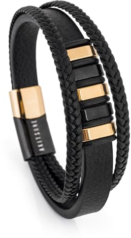 Akitsune Fabula Lederarmband |Armschmuck Frauen Herren Magnetverschluss aus Edelstahl Männer Armband
