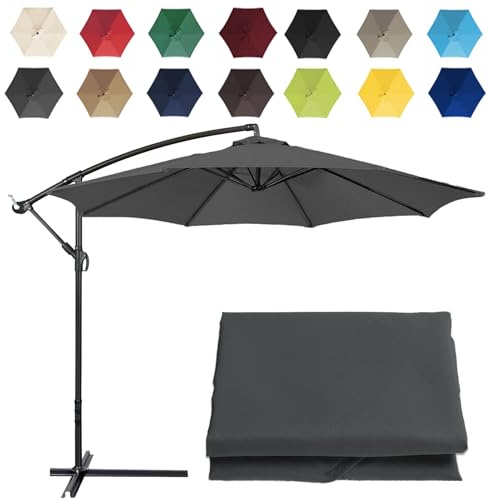 CMJYMX Replacement Parasol Canopy Sun Umbrella Replacement Cloth For 2m-6 Arms 2.7m-6 Arms 2.7m-8 Arms 3m-6 Arms 3m-8 Arms (Color : Gray, Size : 6 ribs-3m(9.8ft))