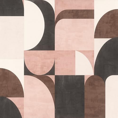 Rasch Symphony 866551 Papier peint intissé avec design graphique en rose, gris clair, blanc, vieux rose, noir et marron, 10,05 x 0,53 m (L x l)