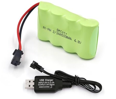 Gecoty® 4,8V Akku, 2/3AA NiMH 500mAh Wiederaufladbarer Akkupack RC Auto Batterie mit SM Stecker für ferngesteuerten Autos, ferngesteuerten Booten, Notleuchten