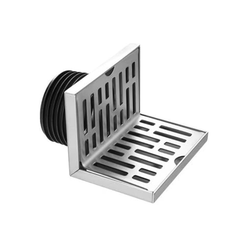 JKUHA Desagüe de Pared de Acero Inoxidable 304, a Prueba de Hojas, a Prueba de olores, terraza en la azotea, Drenaje de Piso de Esquina de balcón en Forma de L Lateral del Mismo Nivel(For 75 Pipe)