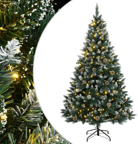 vidaXL Albero Natale Artificiale con 150 LED 150 cm, Albero di Natale Finto, Albero di Natale dall'aspetto Reale, Decorazione Natalizia
