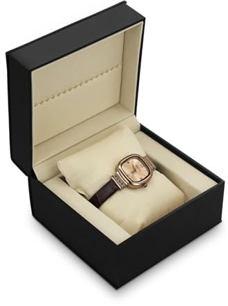 FuninCrea Scatola per orologi singola con cuscino rimovibile per orologi da polso, smartwatch, bracciali, in pelle PU, per uomini e donne (nero)
