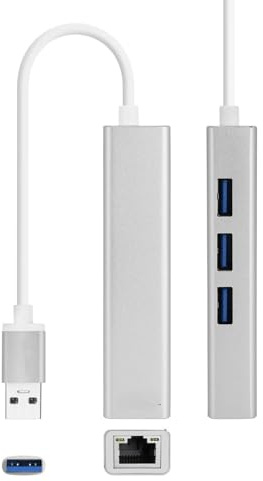 Conversor USB 3.0 a Ethernet Gigabit + 3 Puertos USB 3.0, 15 cm, Ideal para conectar múltiples Dispositivos y Mejorar la conectividad.