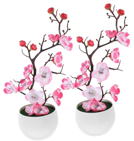 IMIKEYA Fiore Artificiale Di Prugna Simulato Decorazione Di Pianta Per Vaso Da Scrivania