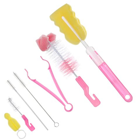 minkissy 14pcs Bottle Brush Cleaner Kit Set Milk Bottle Cleaning Brush Sponge for Boy Girl Pacifier Sippy Cups More