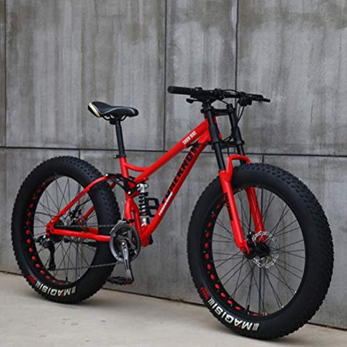 Generisch 26 Mountainbikes, 24-Speed-Fahrrad, Adult Fat Tire Mountain Trail Bike, High Carbon Stahlrahmen Dual Full Suspension Dual Discbremse