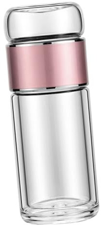 Gatuida Botella De Vidrio Para Infusión De Té 250 Ml Portátil Rosa Dorado, Infusor Para Hojas Sueltas, Resistente Al Calor Para Oficina y Viajes, Taza De Té Colador Integrado
