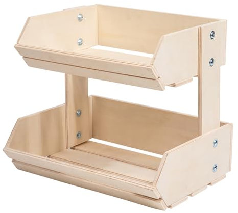 Panier à fruits et légumes en bois multifonction à deux couches - Organisateurs amovibles pour cuisine, maison, bureau