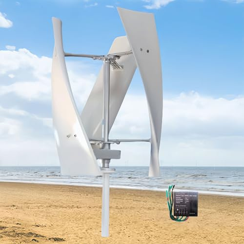 Glowdora Aerogenerador De 3 Palas, Aerogenerador De Eje Vertical con Controlador, Generador De Levitación De Imán Permanente con Cable De Cobre, Aerogenerador Doméstico, Kit De Aerogenerador,24v
