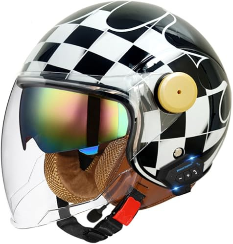 Casque Jet Moto Homme/Femme Homologué Dot/ECE - Demi-Casque Vintage Retro avec Visière Doublure Respirante Amovible Boucle Rapide - pour Scooter Cruiser