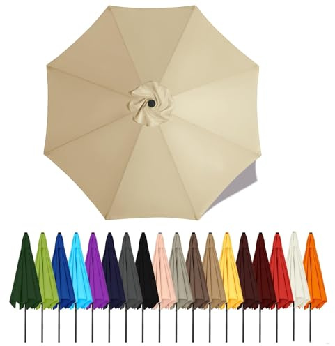 Toldo De Recambio De Sombrilla Cubierta De Repuesto Para Parasol, 2m 2.3m 2.5m 2.7m 2.8m 3m 3.5m 4m 6 Y 8 Varillas Sombrilla En Voladizo para Jardín Patio Piscina Terrazas(Beige,4m - 8Ribs)
