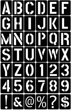 Generic Airbrush Stencils, 42 St med Svart PP -plastmaterial Airbrush Mall Nummer Bokstäver Stencils för Siffror Bokstäver Symboler Väggmöbler Luftbrush