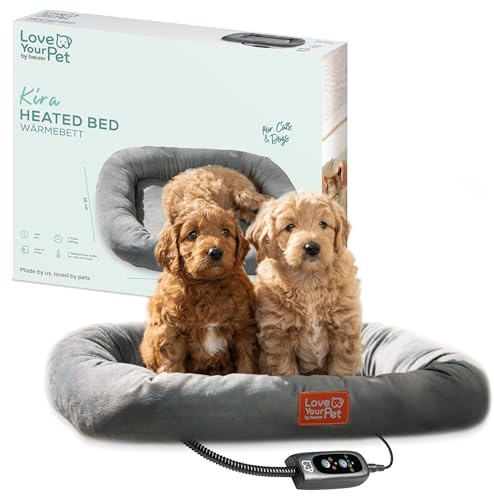 Beurer Love Your Pet Wärmebett Kira für Hunde und Katzen, 58 x 50 cm | Elektrisch beheiztes Hundebett mit Timer, kuscheliges Katzenbett, Heizbett waschbar bei 30°C, Kratzfest und wasserdicht