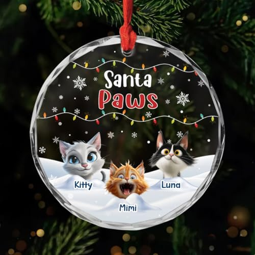 Geschenke Mall Personalisiertes Ornament - Meowy Catmas - Christbaumschmuck Katzen, Weihnachtskugel mit Namen, personalisierte weihnachtsdeko, Katze, weihnachtskugeln Katzen (#3)