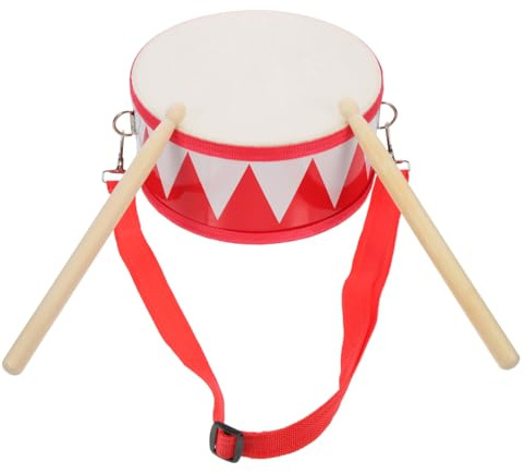 Milisten 8 Inch Kids Snare Drum - Double-Sided Marching Drum with Adjustable Strap and Drumsticks - Educational Orff Percussion Toy for Rhythm Development and Early Music Learning - Red and White