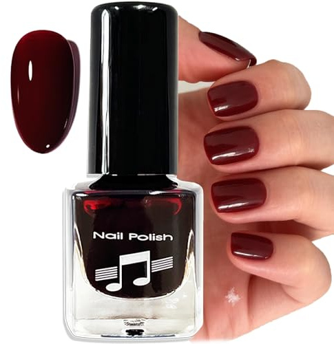 Burgundy Nail Polish, Glossy Dark Red Nail Varnish, Autumn Long Lasting Cherry Red Quick Dry Breathable, French Manicure Non-toxic Nail Polish for Women
