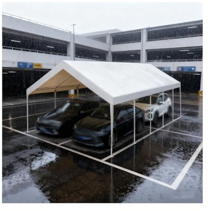 Grand Abri De Voiture Extérieur Résistant À l'eau Et Aux Intempéries, pour Voiture Et Camping-Car, 5 M X 10 M X 2 M(White)
