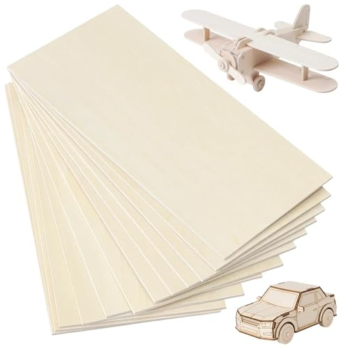 12 Balsa Wood Sheets, Wood Planks for Craft Projects, 200x100x2 mm Thin Woods Sheets for DIY and Modelling, Woods Plank Dimensions