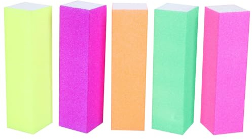 Hohopeti 10Pcs Manicure Nail Buffing Blocks Fluorescent Color Mini Nail Files Polishing Tool for Women Art Salon Use Random