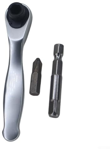 Yuanpgky Juego de llaves de trinquete de 72 dientes, llave de broca de acero al cromo vanadio con conector y broca cruzada, herramienta manual profesional compacta para automoción