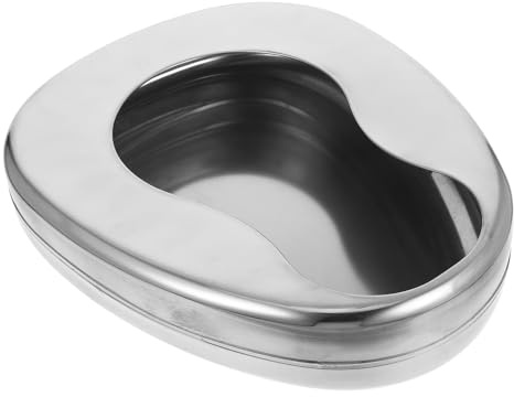 VALICLUD Portable Stainless Steel Bed Pan for Bedridden Individuals with Versatile Use, Heavy Duty and Suitable for Hospitals and Nursing Homes, Bed Pan for Elderly Male and Female