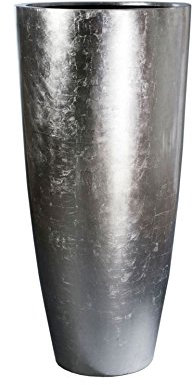 VIVANNO Pflanzkübel Pflanzgefäß Blumenkübel Fiberglas City Silber Hochglanz - 100x47