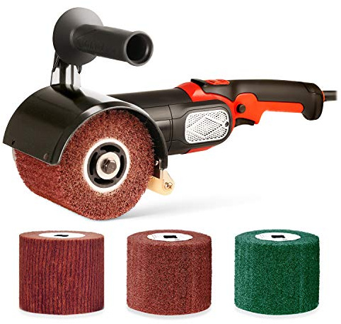 Burnishing Polishing Machine, ZFE 1200W 110V Burnishing Polishing Machine Polisher/Sander Set with 4PCS Non-woven Burnishing Wheels (80# 120# 240# 360#) for Metal and Stainless Steel Polishing