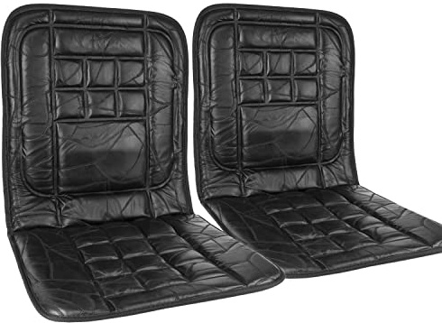 TekBox 2x Orthopaedic Padded Car Seat Covers Black Faux Leather Cushions