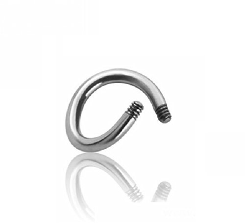 eeddoo Piercing-Spirale ohne Kugeln Silber Titan 1,2 x 10 mm