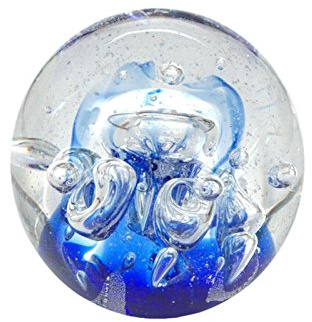 Traumkugel 180 blau mit großen Blasen - Glaskugel, Briefbeschwerer
