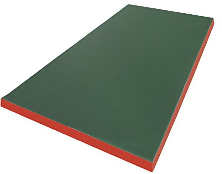 NiroSport Turnmatte für zu Hause / 8cm hohe Weichbodenmatte für Gymnastik & Yoga/Kinder Sportmatte für Turnhallen – hautfreundlicher Fitnessmatte aus abwaschbarem Kunstleder (200 x 100 cm, Grün/Rot)