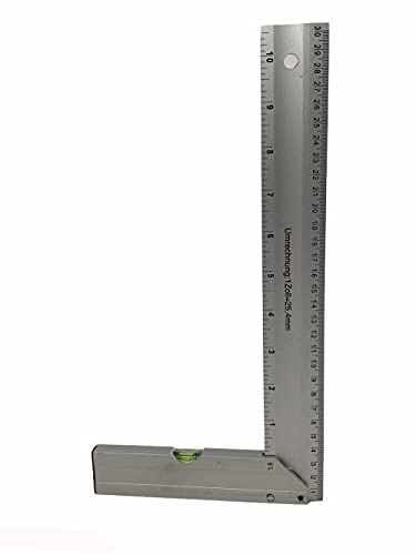Vetrineinrete® Squadra combinata in alluminio angolo 90° da 300 mm strumento per misurazione righello 91846 D78
