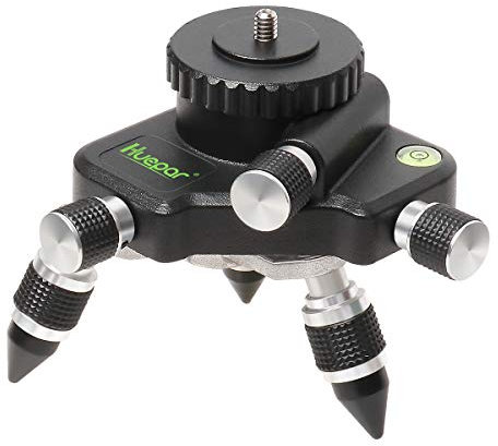Huepar AT2 360° Adattatore Regolabile Rotante per Livella Laser Connettore Treppiede, con Filettatura Maschio 1/4 -20 e Bolla Orizzontale, Micro Azionato Manualmente - Base di Sintonia Fine