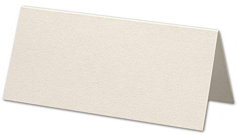 ARTOZ 25x Tischkarten - Ivory-Elfenbein (Creme) - 45 x 100 mm blanko Platz-Kärtchen - Faltkarten für festliche Tafel - Tischdekoration - 220 g/m² gerippt
