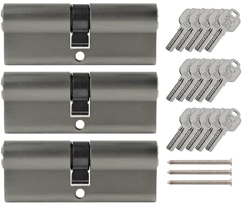 3x Profilzylinder 90 mm 45/45 gleichschließend Not- und Gefahrenfunktion inkl. 15 Schlüssel