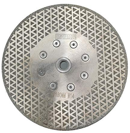 DT-DIATOOL Disque Diamanté à Tronçonner et à Meuler 180 mm x M14 Double Face Électroplaqué pour Pierre Marbre Carreaux Granit