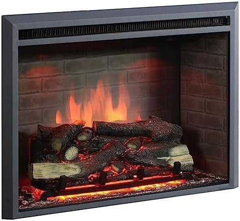 BALDERIA Calida 33 Elektrokamin - Elektrischer Einbaukamin mit 3D-Flammeneffekt | Elektro Heizung 2000W | Knister-Sound | Kamin mit Fernbedienung & Thermostat | Schwarz