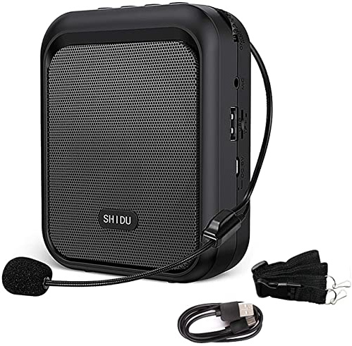 SHIDU mini uppladdningsbar bärbar bluetooth-högtalare med trådbundet hörlurar 10 W 1800 mAh, lämplig för lärare, taxichaufförer, tränare, träning, reseguider