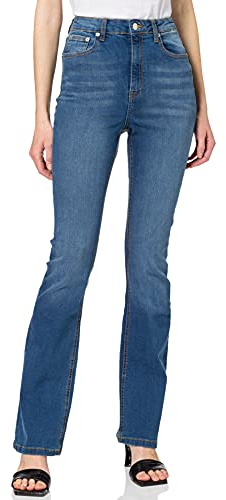 NA-KD Skinny Bootcut Jeans, Mediados De Azul, 40 para Mujer
