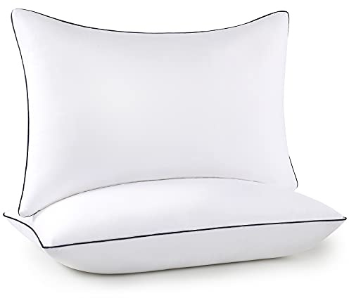 HOOMQING Bed Pillows for Sleeping 2 Pack, Queen Size Set of 2 for Side Back and Stomach Sleepers, Cooling Pillows,Down Alternative Filling Luxury Soft Supportive Plush Pillows (White)