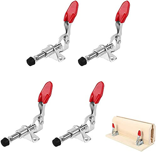 4 Stück Vertikale Clamp, Schnellspanner, Push-Pull-Schnellspanner-Handwerkzeug, Waagrechtspanner, Metall Spannverschluss Set, Verstellbare Metallkippklemmen Rutschfest, zum Schweißen, Montageklemmen