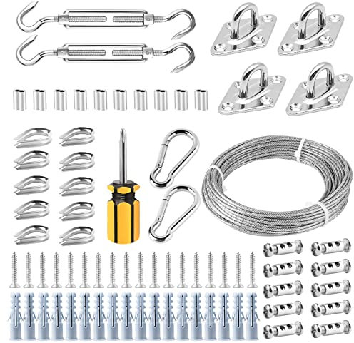Abimars 20m Stainless Steel Wire Rope Kit, 3mm, Silver, WIRE Rope Kit, Wire